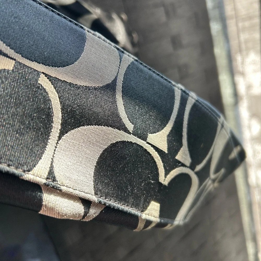 Coach Black and White Signature Tote